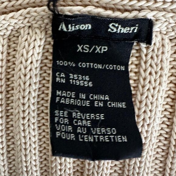 Alison Sheri Knit T-Shirt – Rosette Detail, Floral Pattern, Beige Cotton Top (XS - Picture 4 of 7